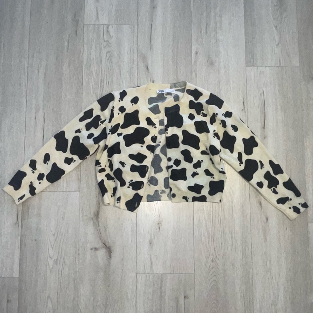 Zara Cow Print Cardigan